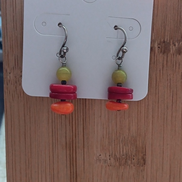 Silver Tone Beaded Hook Earrings - Picture 6 of 6